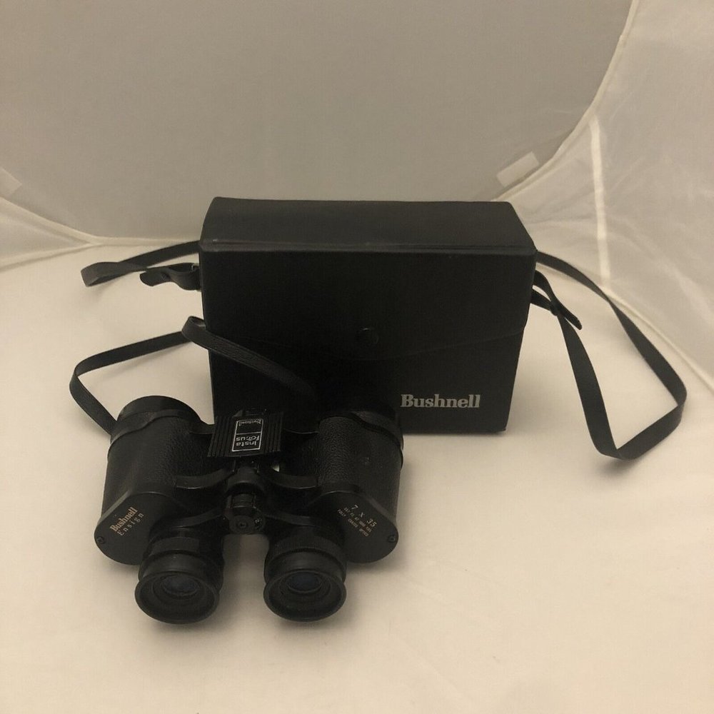 Vintage 60s Bushnell Ensign Binoculars 7x35 Insta Focus Case For Parts Repair